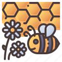 bee, flower, honey, honeycomb, nature