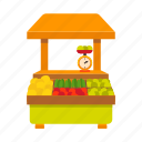 counter, fruit, kiosk, stall, street vending, vegetable