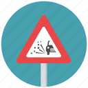 caution, danger, loose clippings, traffic sign, warning, warning sign