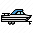 boat, ship, trailer, transport, vehicle