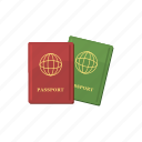 cartoon, document, identity, passport, travel, two, vacation