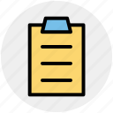 clipboard, file, page, paper, pencil, sheet