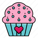 cupcake, cake, feast, heart, love, valentine, valentine&#x27;s day