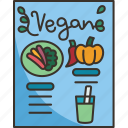 vegan, menu, list, restaurant, cuisine