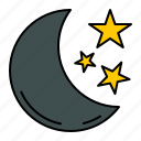 night, moon, weather, half moon, stars, moon phase