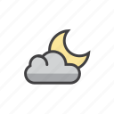 cloud, moon, night, partly, forecast