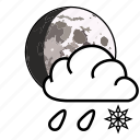 cloud, moon, rain, snow, weather