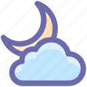 cloud, cool, crescent, moon, night, weather