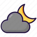 cloud, cloudy, moon, night, weather