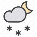 cloud, forecast, moon, night, snow, snowfall, weather