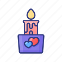 candle, light, decoration, love, valentine, heart