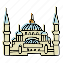 blue mosque, buildings, istanbul, landmarks, middle eastern, palace, sketch