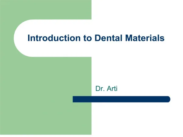 introduction to dental materials