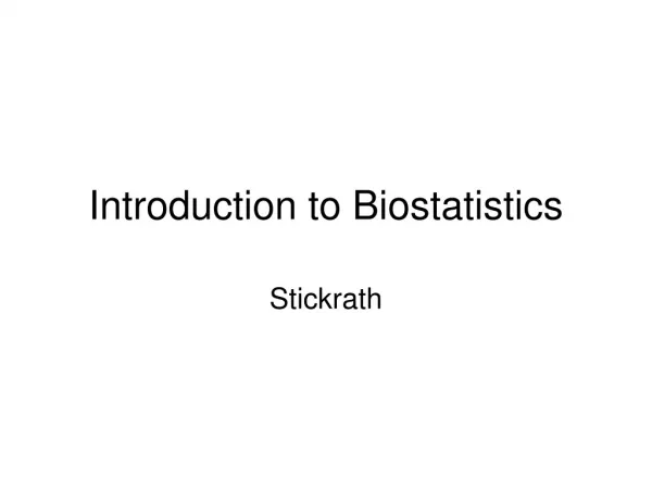 Introduction to Biostatistics