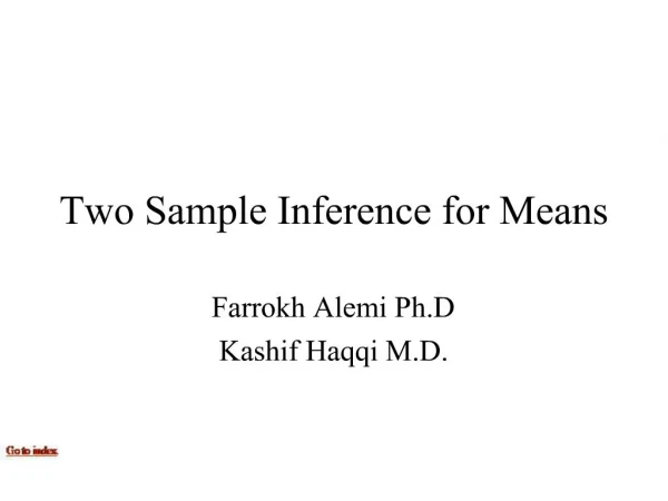 Two Sample Inference for Means