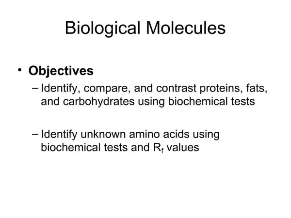 Biological Molecules