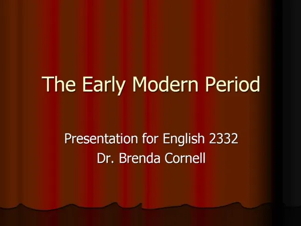 The Early Modern Period