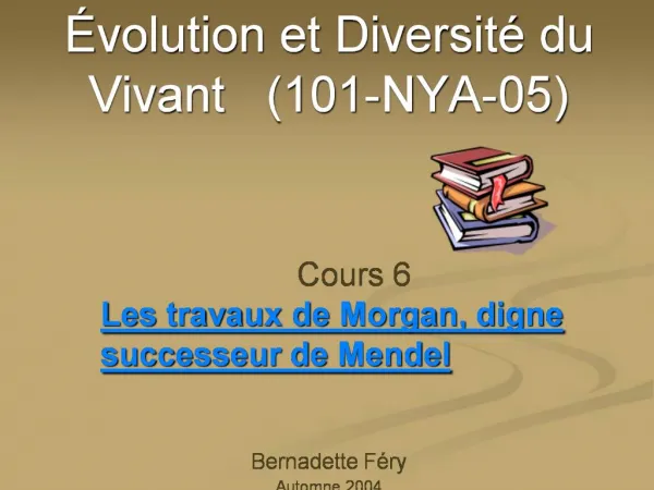 volution et Diversit du Vivant 101-NYA-05