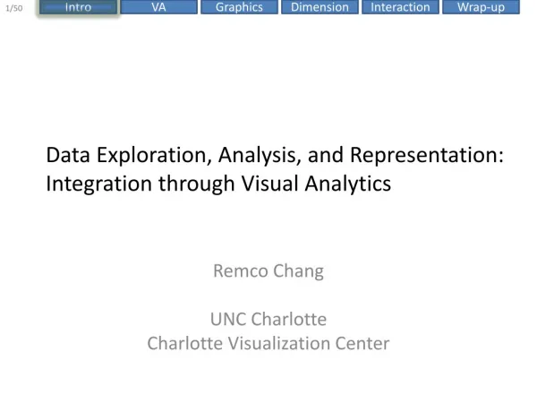 Data Exploration, Analysis, and Representation: Integration through Visual Analytics