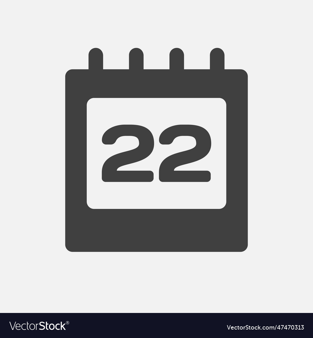 Icon page calendar day - number 22 Royalty Free Vector Image