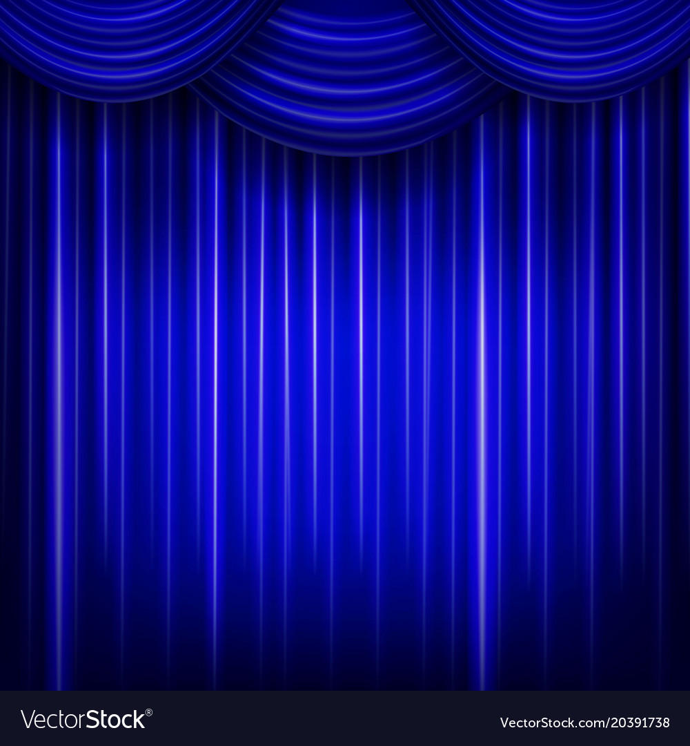 Curtain or drapes blue background Royalty Free Vector Image