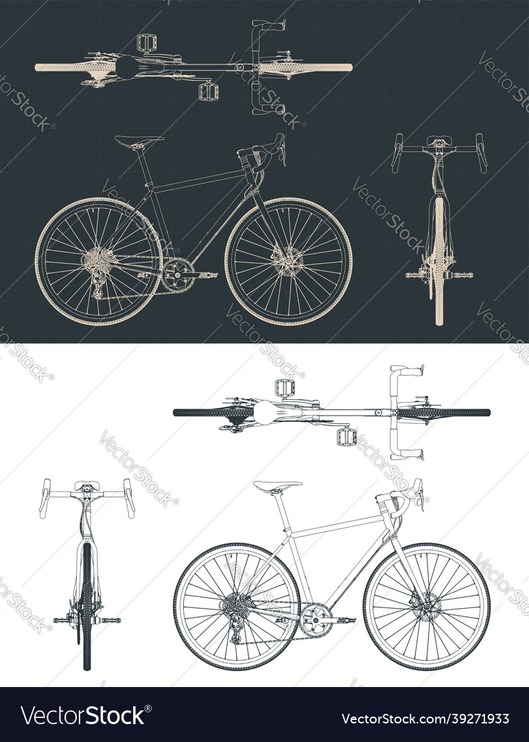 Gravel bike blueprints Royalty Free Vector Image