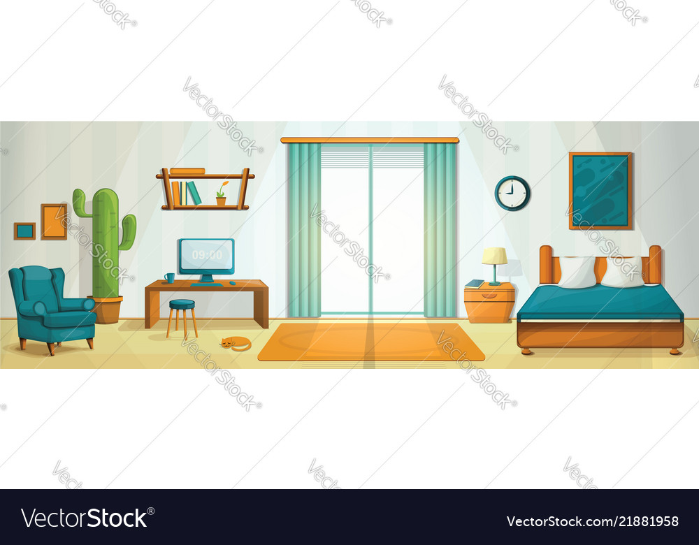 Interior room concept background cartoon style Vector Image