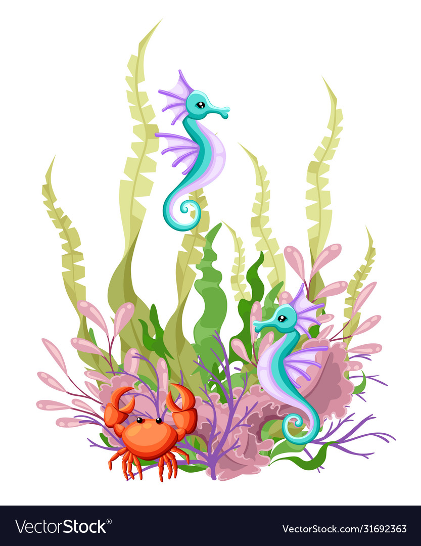 Under sea background marine life landscape Vector Image