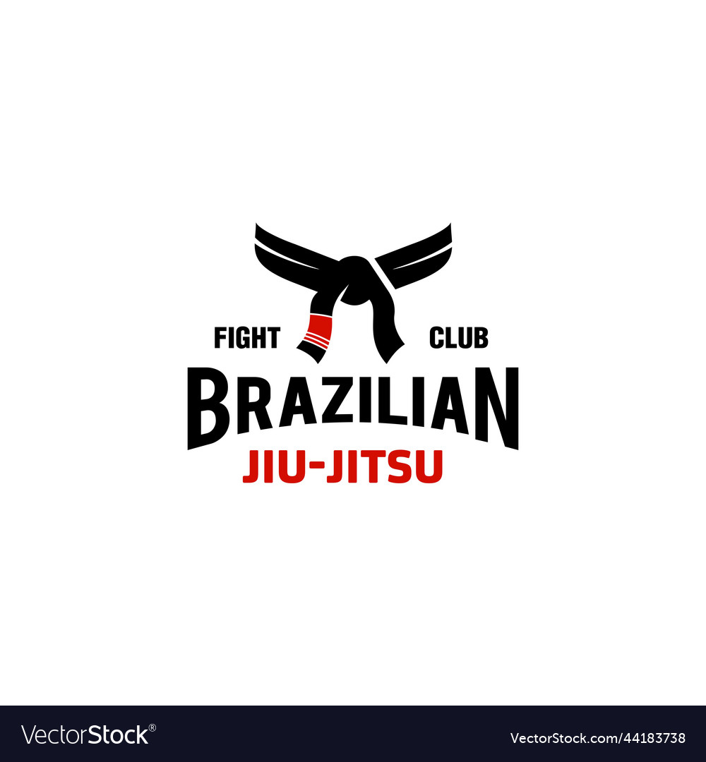 Brazilian jiu jitsu black and red belt logo icon Vector Image