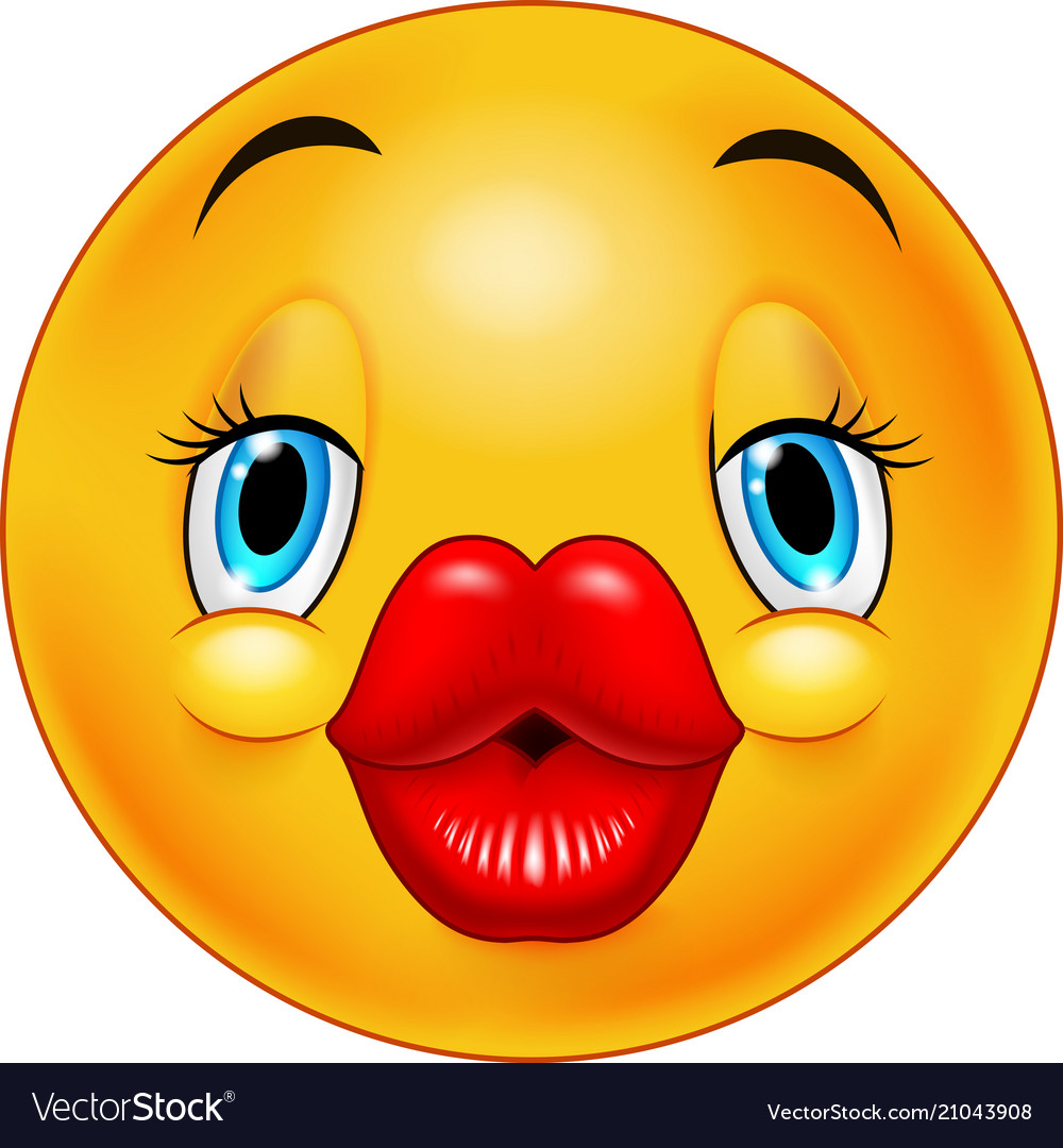 Cute kissing emoticon Royalty Free Vector Image