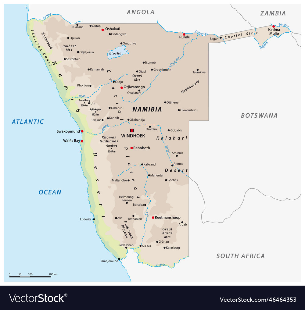 Simple outline map of the state namibia Royalty Free Vector