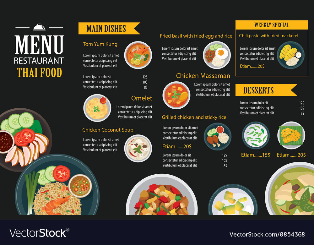 Thai Food Menu Template Vector Stock Illustration Ill - vrogue.co