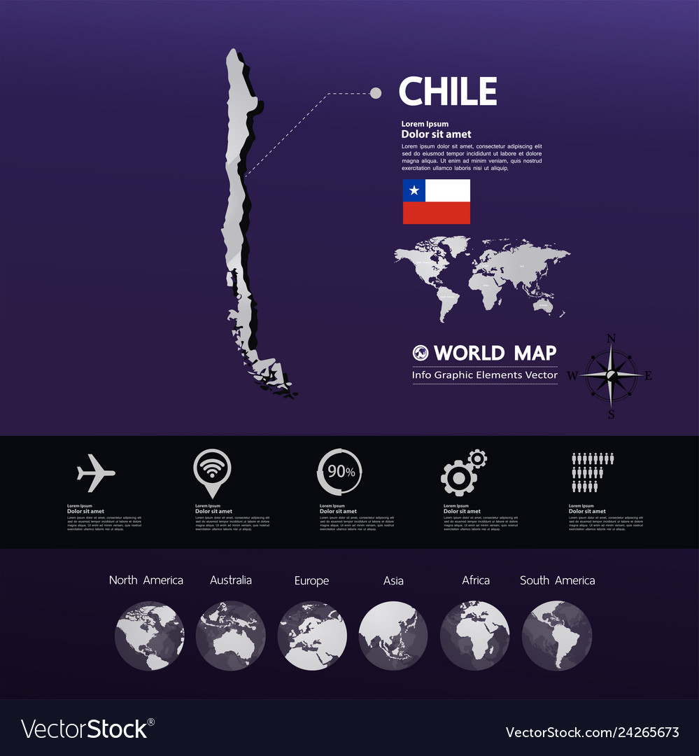 Chile map Royalty Free Vector Image - VectorStock