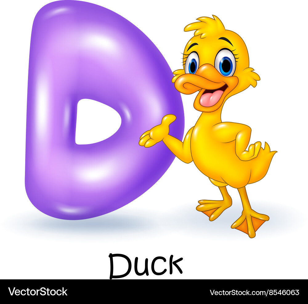 Cartoon of d letter for duck Royalty Free Vector Image