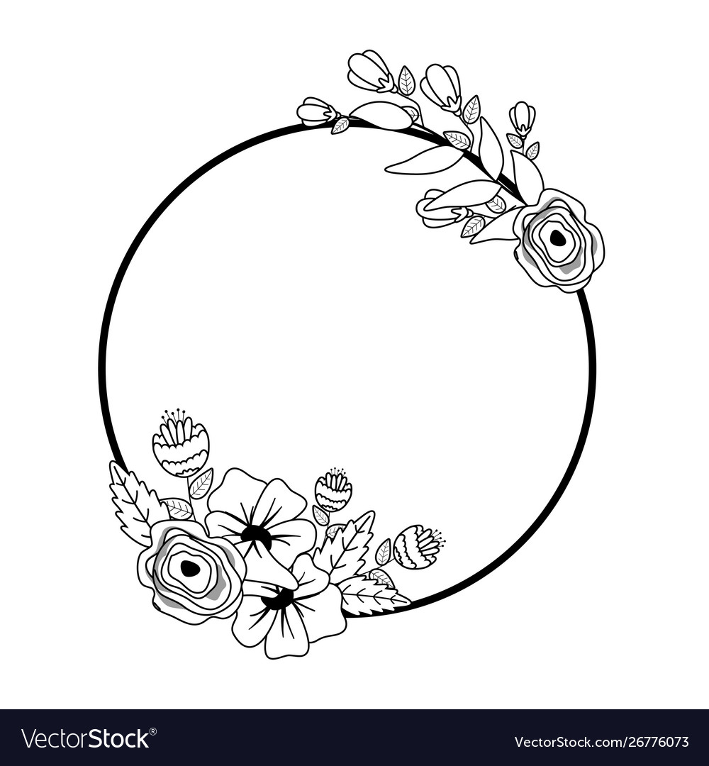 Flowers and leaves circle design Royalty Free Vector Image