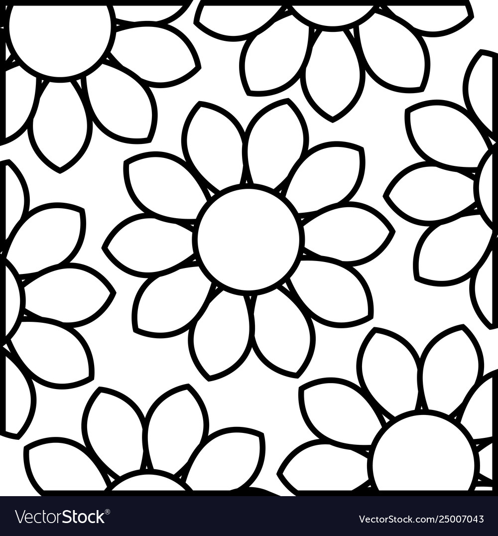 Beautiful flowers drawing monochrome pattern Vector Image