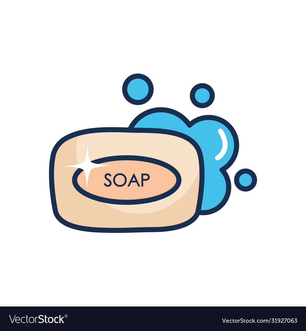 Soap bar with water line fill style Royalty Free Vector