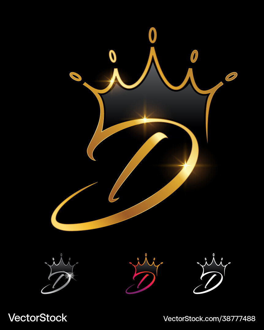 Golden monogram crown initial letter d Royalty Free Vector