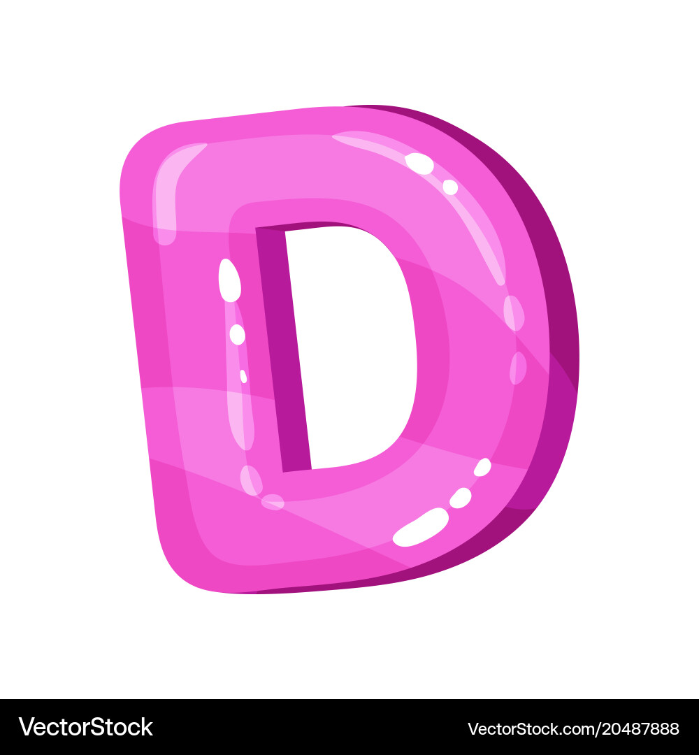 D pink glossy bright english letter kids font Vector Image