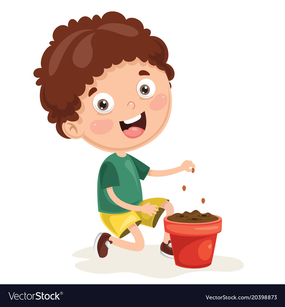 Children Planting Clipart