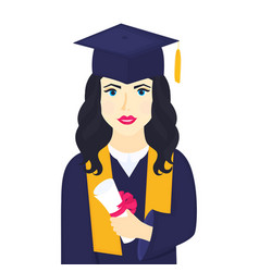 Young girl university graduate in graduation cap Vector Image