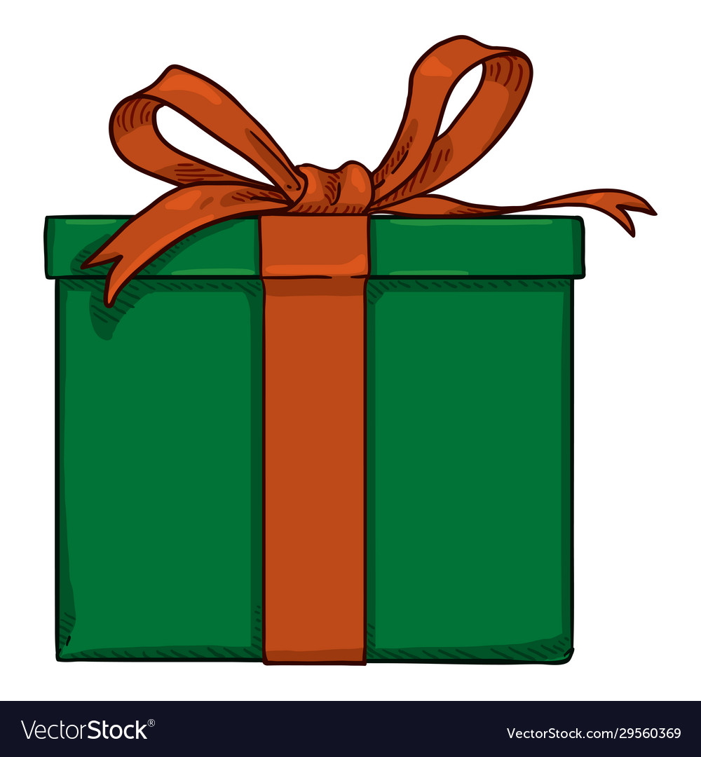 Cartoon green gift box Royalty Free Vector Image