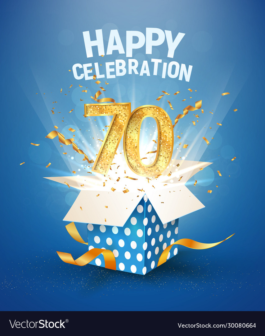 70 th years anniversary and open gift box Vector Image