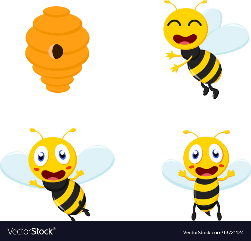 Cute Cartoon Bee With Honey