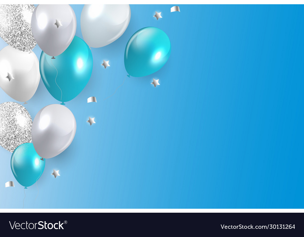 Glossy happy birthday balloons background Vector Image