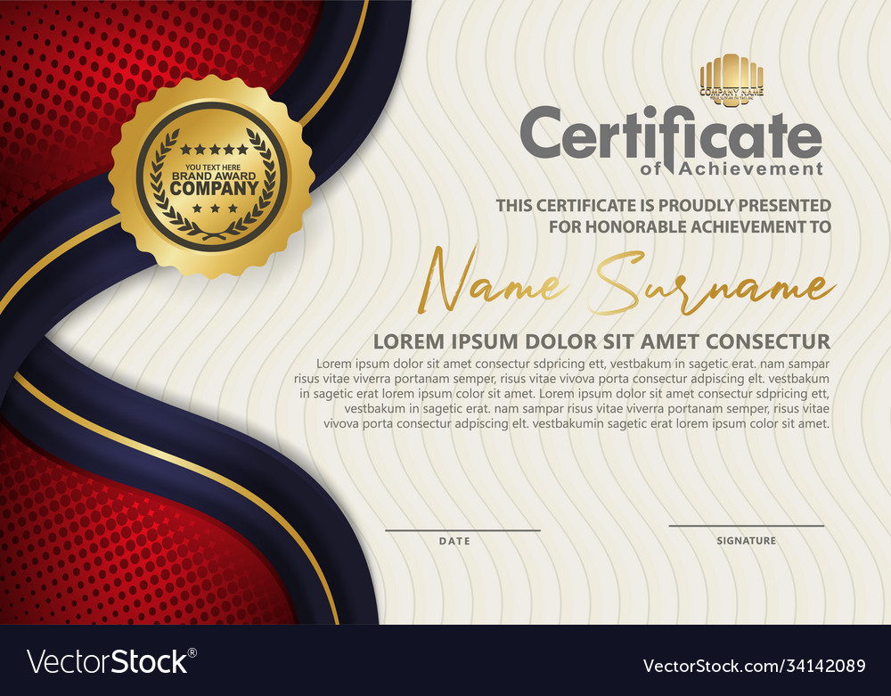 Luxury and elegant certificate template Royalty Free Vector