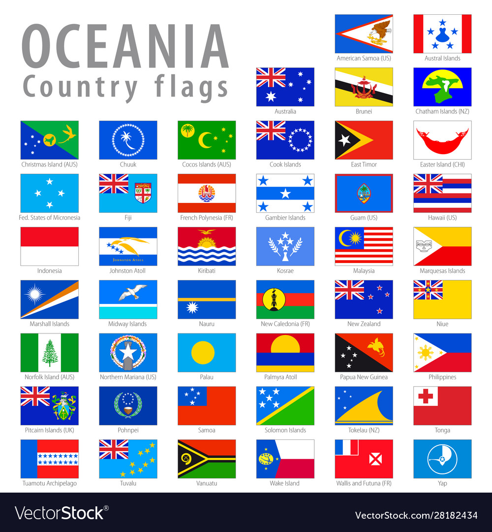 Oceanic national simple flags Royalty Free Vector Image