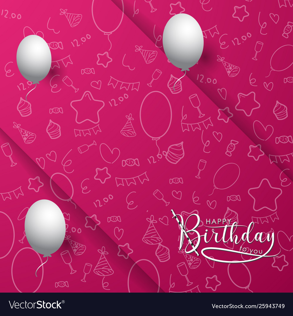 Pink happy birthday background Royalty Free Vector Image