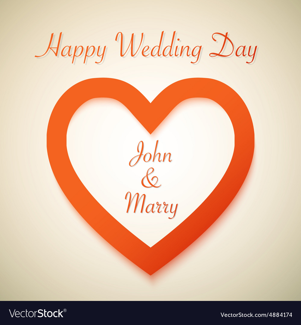 Happy wedding day background with heart love shape