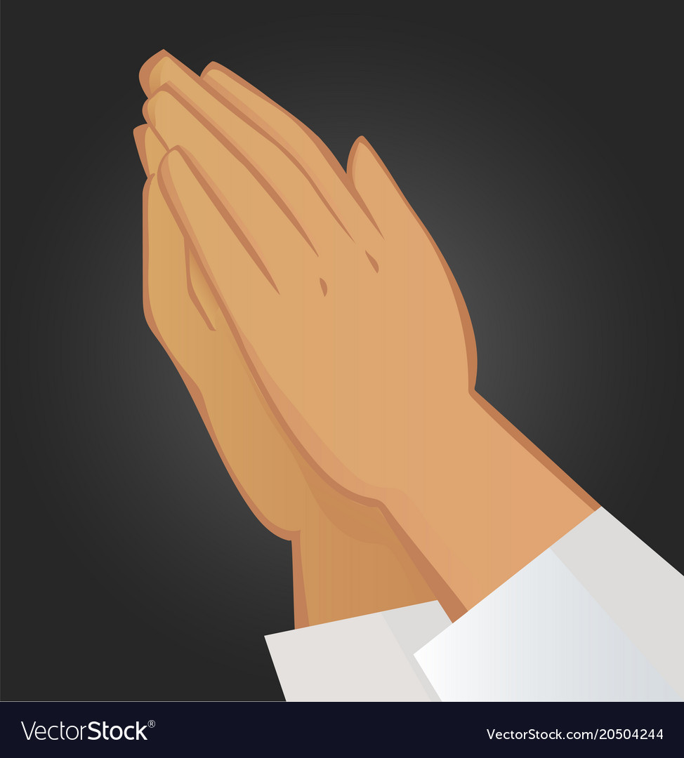 Praying hands on black background Royalty Free Vector Image